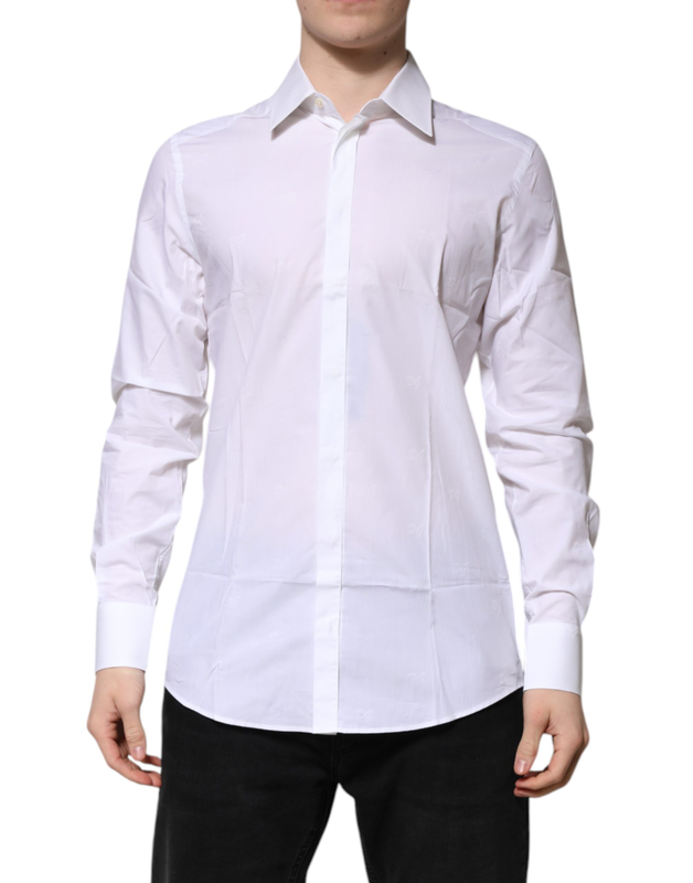 White cotton gold long sleeves formal shirt-null