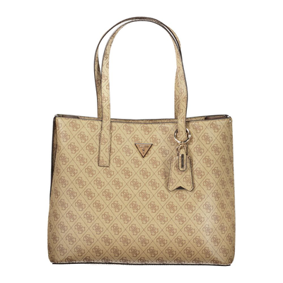 Beige polyurethane women handbag, Beige, medium