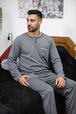 Mens flannel pajamas plus size #2461, Dark grey, medium