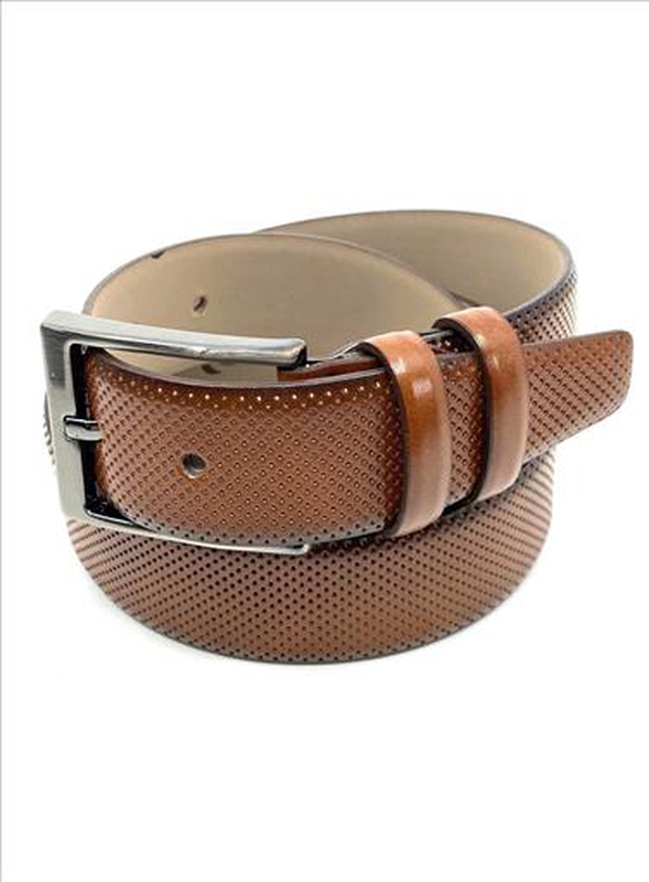 Leather belt with matte gunmetal hardware-null