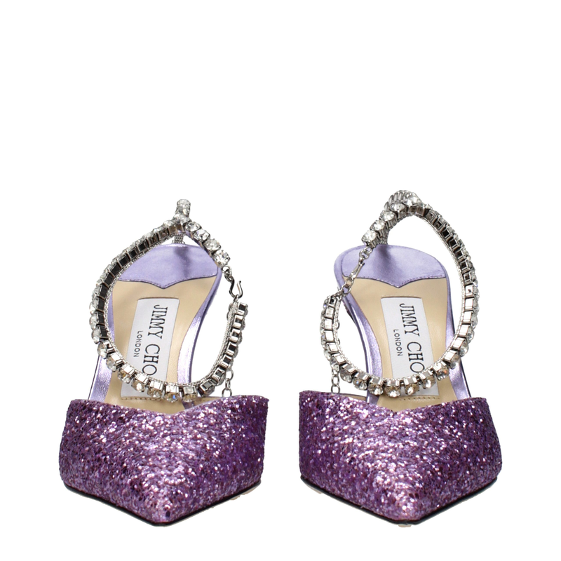 Purple plastic stiletto heel sandals-null