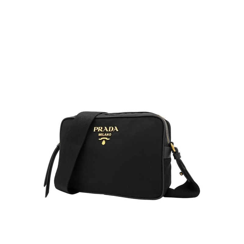 Black nylon shoulder bag-null