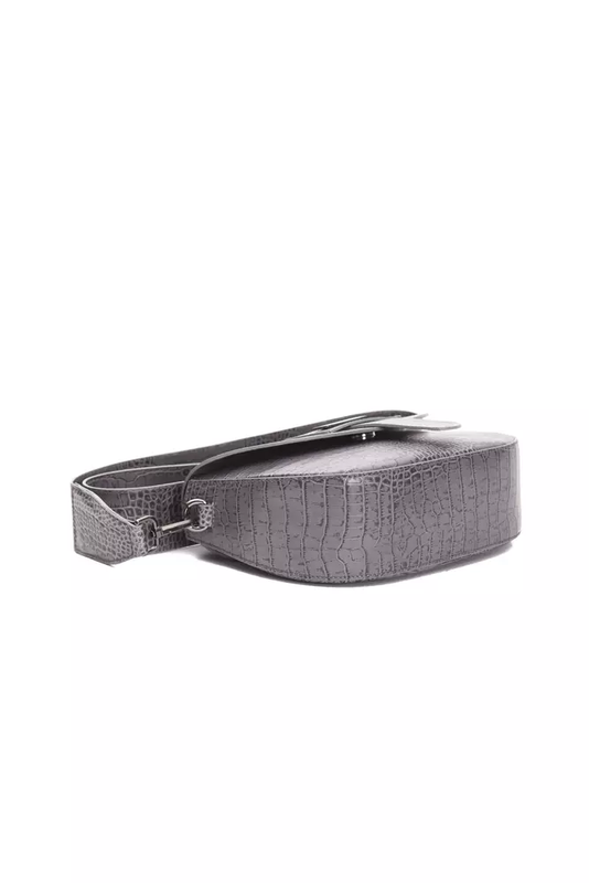 Gray leather women crossbody bag-null
