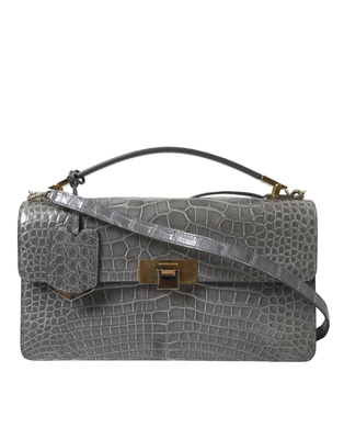 Gray exotic leather medium shoulder hand purse bag, Grey, medium