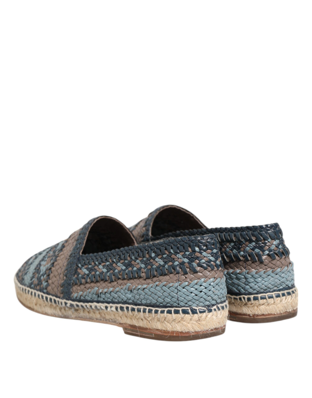 Blue gray woven leather buffalo espadrille shoes-null