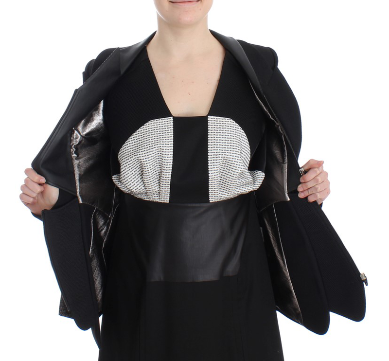 Black short blazer coat biker jacket-null