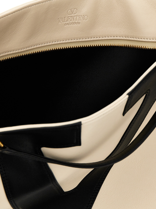 Bicolor lamb leather tote bag-null