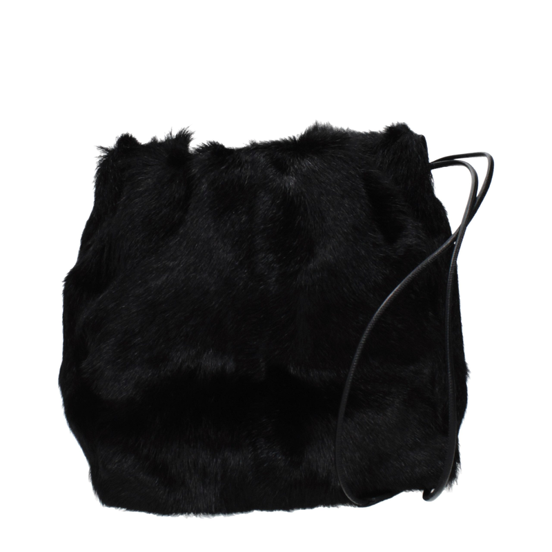 Black fur shoulder bag-null