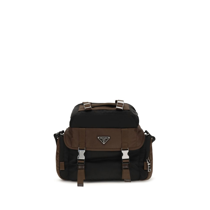 Brown recycled polyamide shoulder bag-null