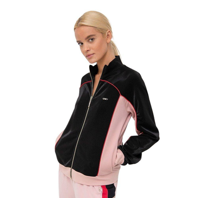 Shiny zip sweatshirt, Black / Pink, medium