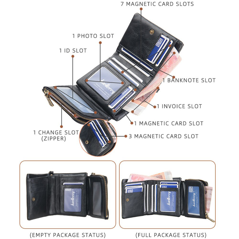 Elegant men's wallet baellerry d3232 black image number null