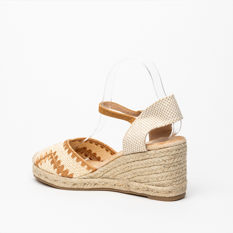 Miss belgini braided crochet espadrille medium wedge heels with ankle strap-null