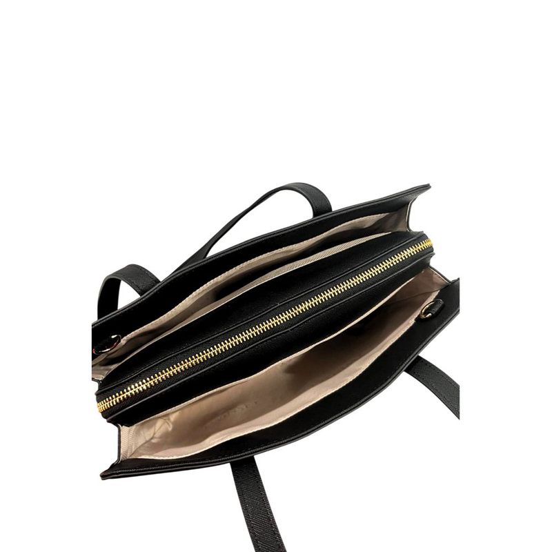 Black pu women shoulder bag-null