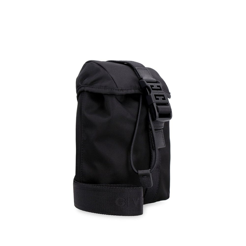Black nylon backpack-null