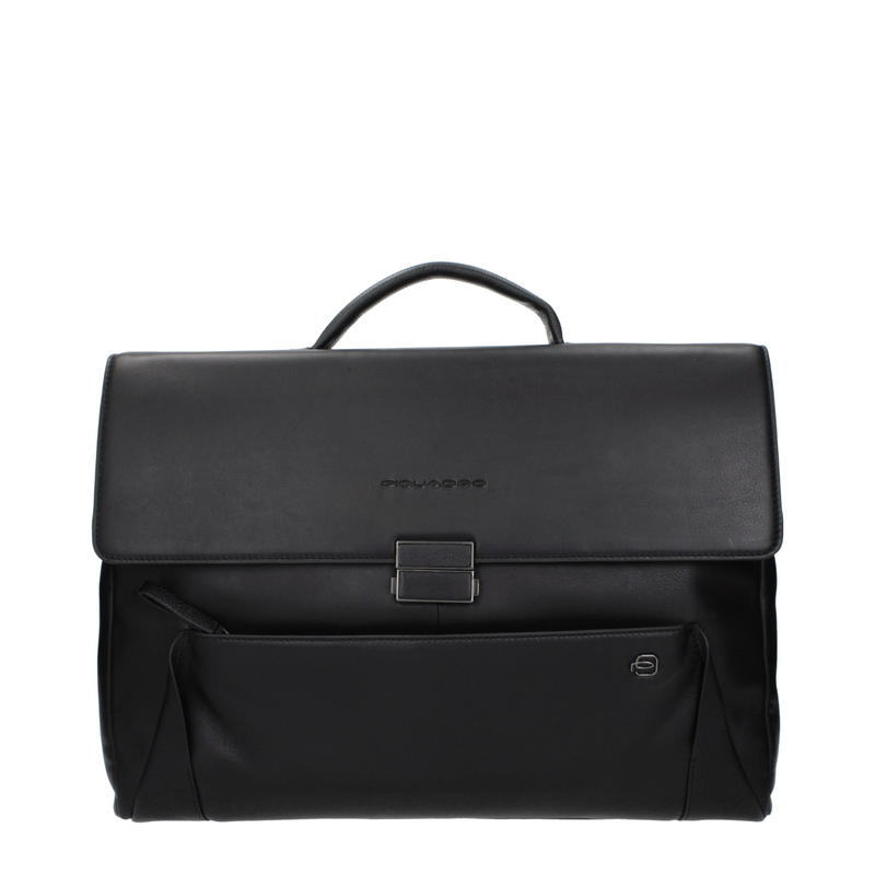 Black leather business and laptop bag-null