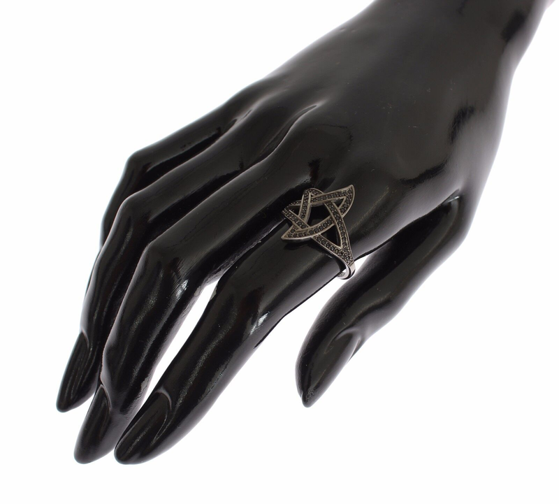 Black cz rhodium 925 silver womens ring-null