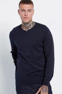 Funkybuddha knitwear v-neck, Navy, medium