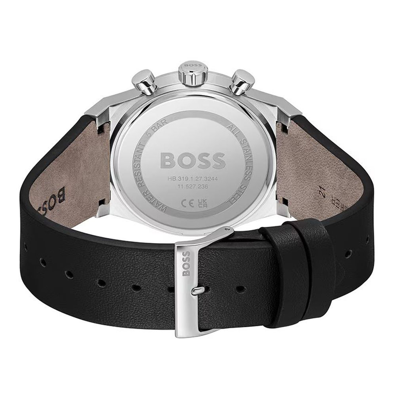 Gray leather dress watch-null