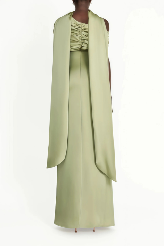 One shoulder satin dress-null