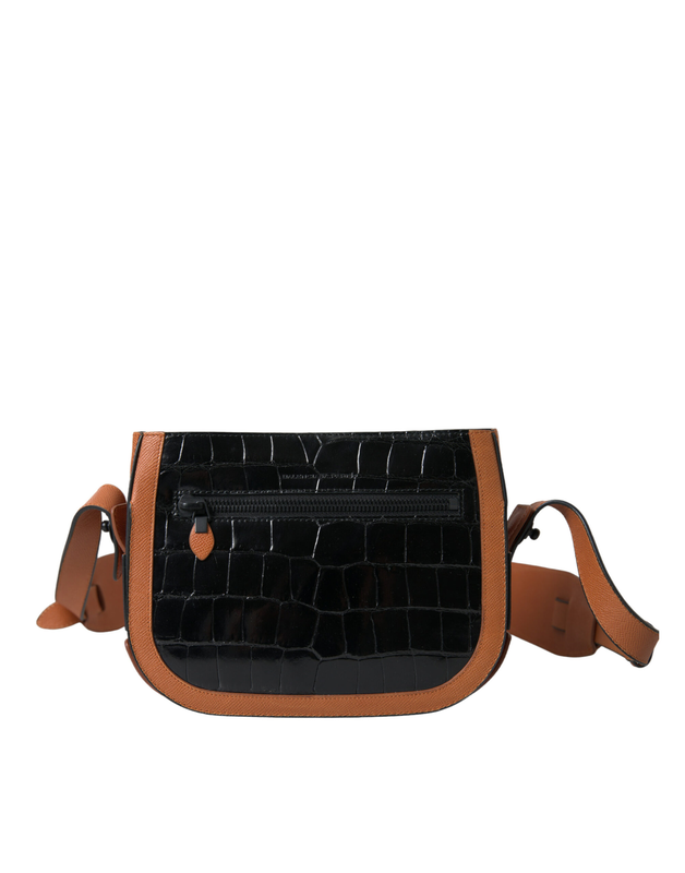 Black brown exotic skin leather shoulder camera purse bag-null