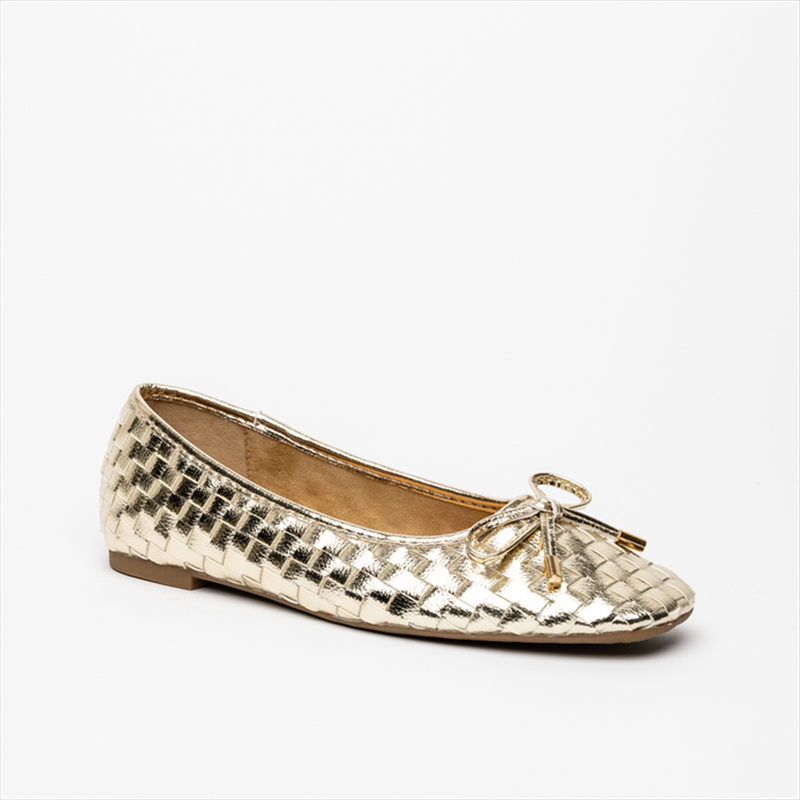 Miss belgini square toe bow tie detail flat ballerina pumps-null