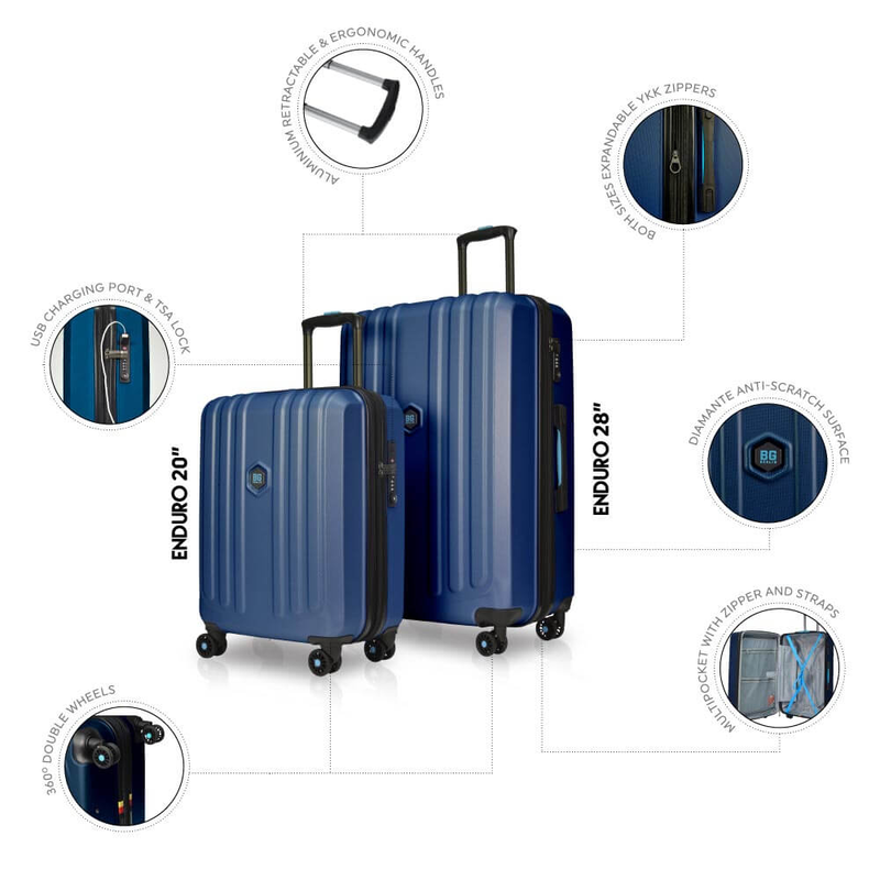 Bg berlin - enduro buy 1 get 1 free promo, set of 2 luggages, blue suitcases image number null