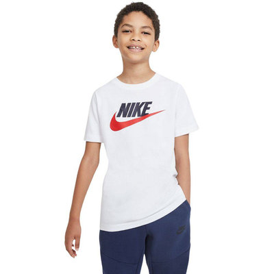 Boys futura icon t-shirt, White / Navy / Red, medium