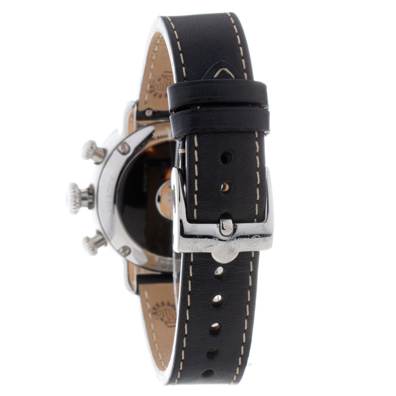 Black leather dress watch-null