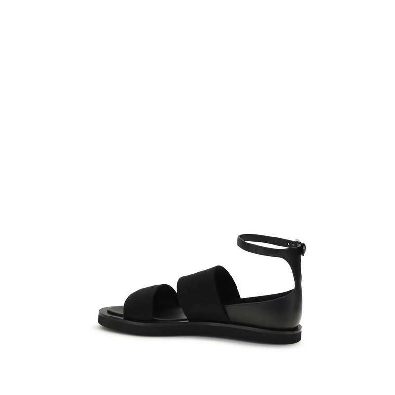 Black calf leather bos taurus flat sandals-null