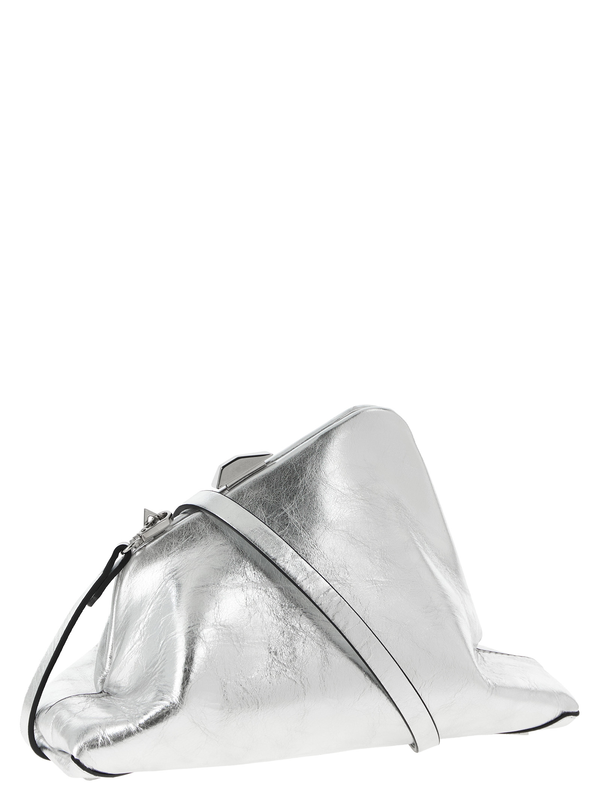 Silver calfskin clutch bag-null