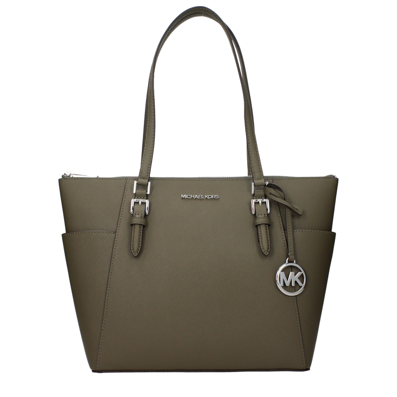 Green leather shoulder bag-null