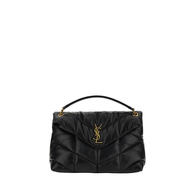 Black lamb leather shoulder bag, Black, medium