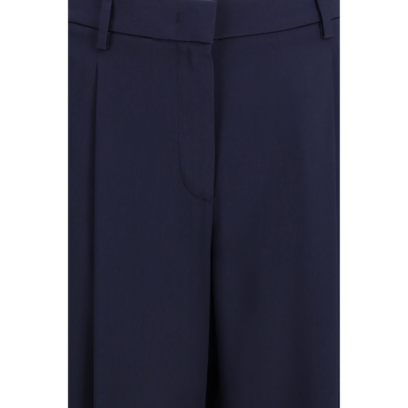 Blue silk casual pants-null