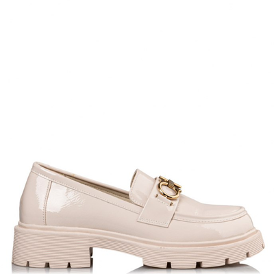 Chunky loafers by envie shoes - beige, Beige, medium