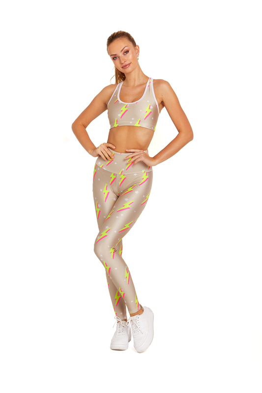 Goldsheep sports bra in nude neon bolts image number null