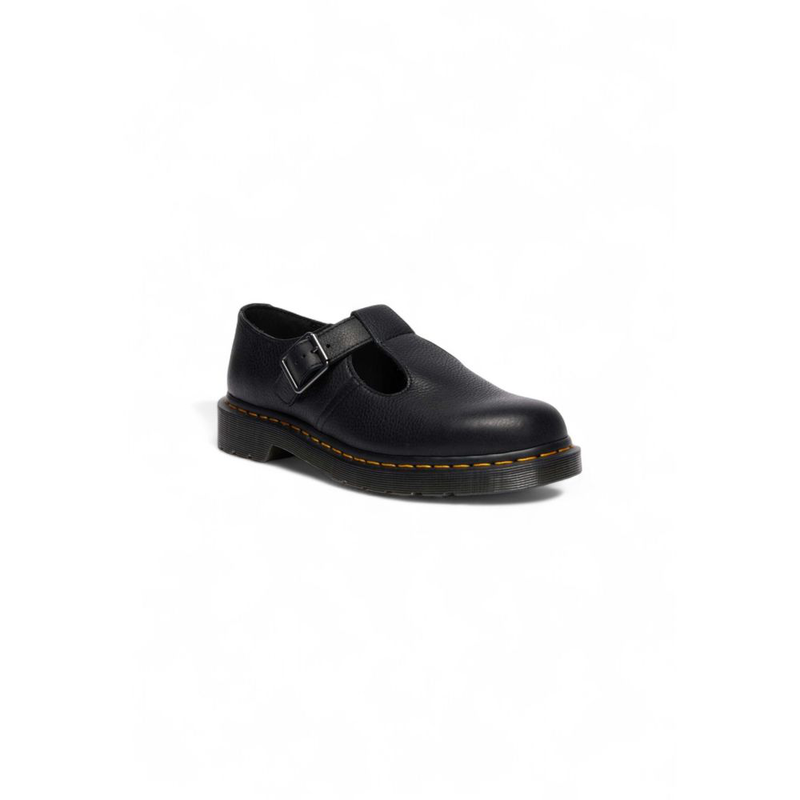 Black leather platform pumps-null