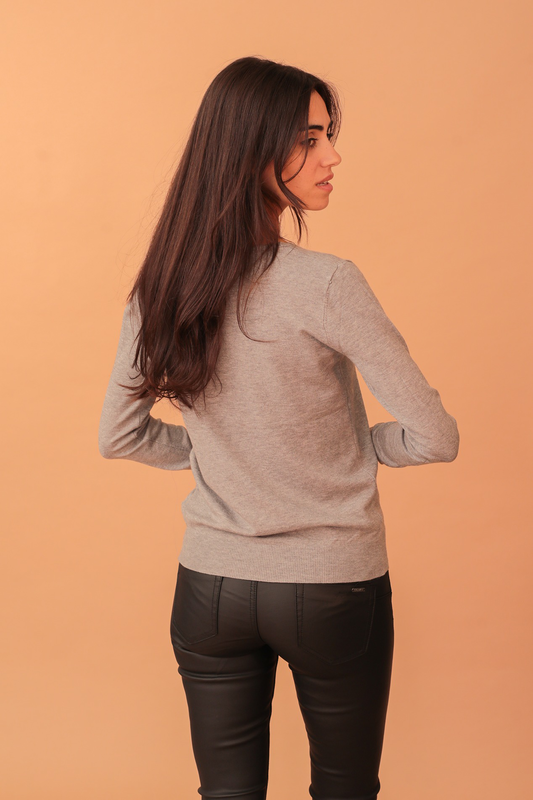 Lydia v-neck soft knit - grey-null