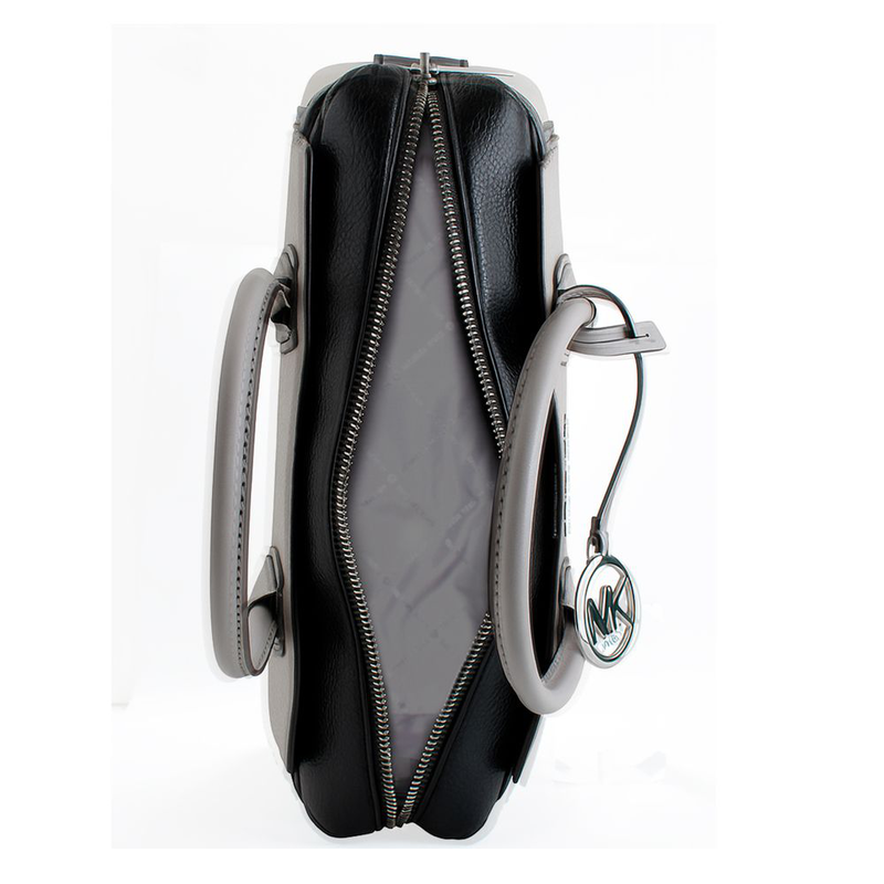 Gray leather handbag-null