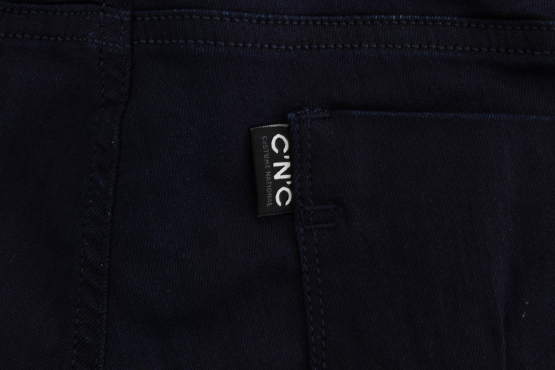 Blue cotton blend slim fit jeans-null
