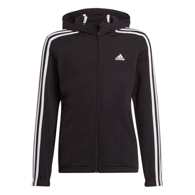 G 3-stripes fleece fz hoodie, Black / White, medium