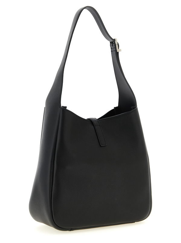 Black calfskin shoulder bag-null