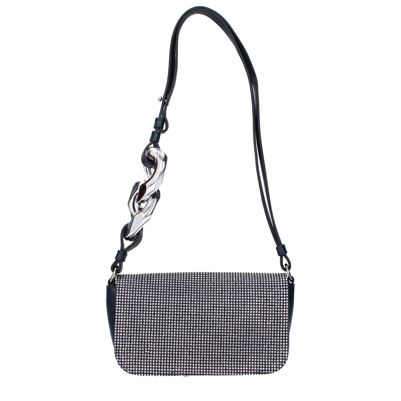 Blue fabric shoulder bag-null