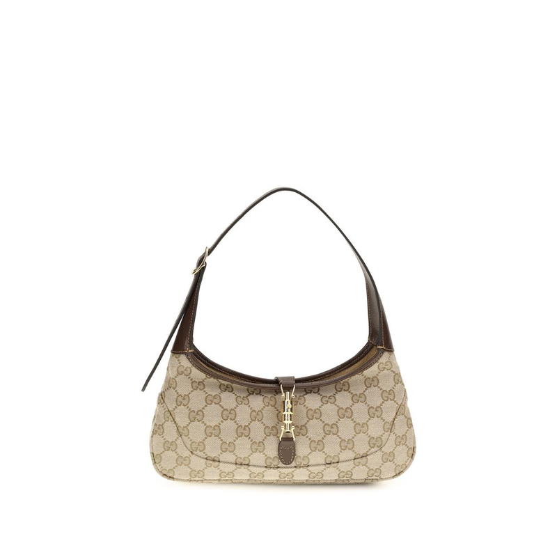 Beige fabric shoulder bag-null