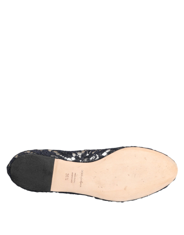 Blue taormina lace crystals flats shoes-null