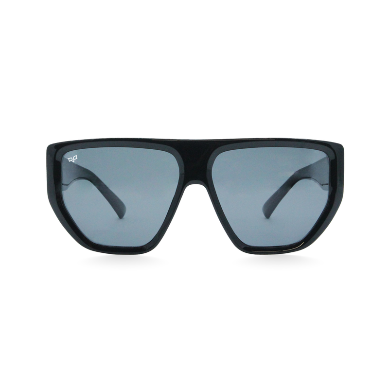 OJO sunglasses shield trend shine black frame and temples with black polarised lenses rx image number null