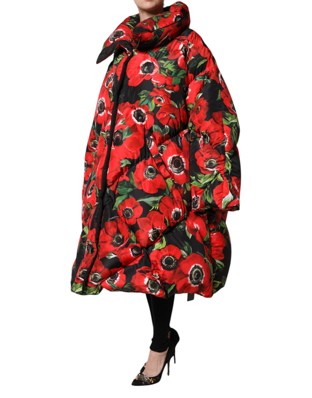 Multicolor floral full zip padded jacket-null