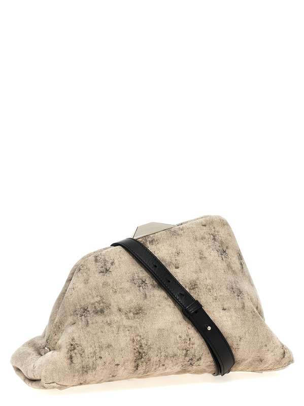 Gray leather clutch bag-null
