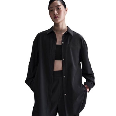 Dri-FIT oversized long-sleeve shirt, Black / Smoke Grey, medium
