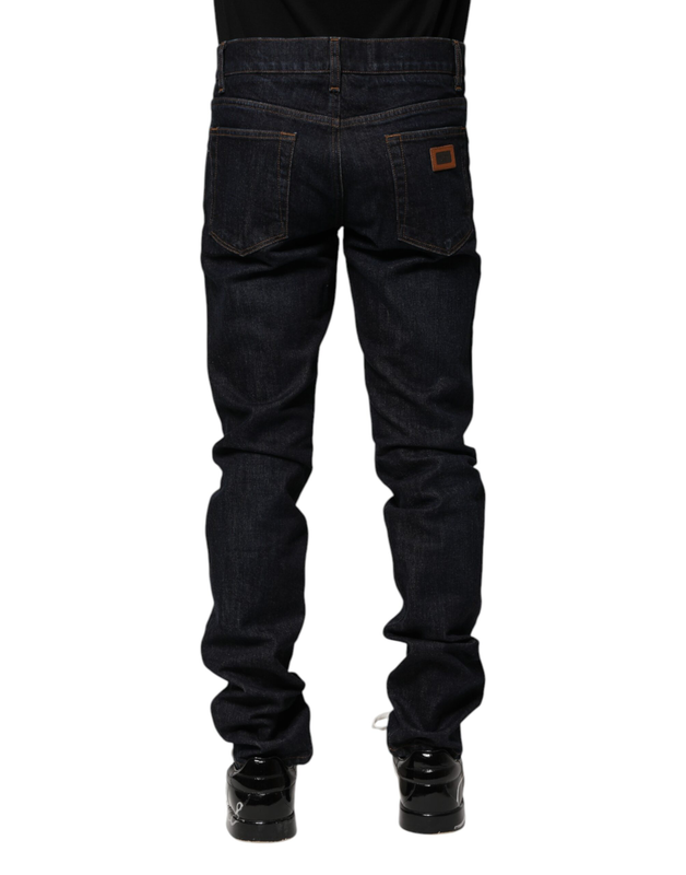 Black cotton skinny denim men jeans-null