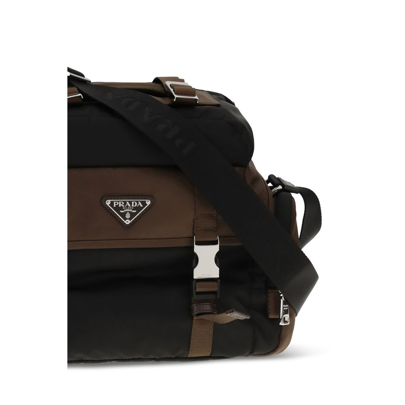 Brown recycled polyamide shoulder bag-null